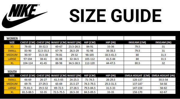 Nike Netball Dress Size Chart