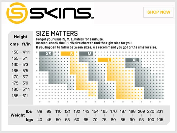 SKINS Size Chart